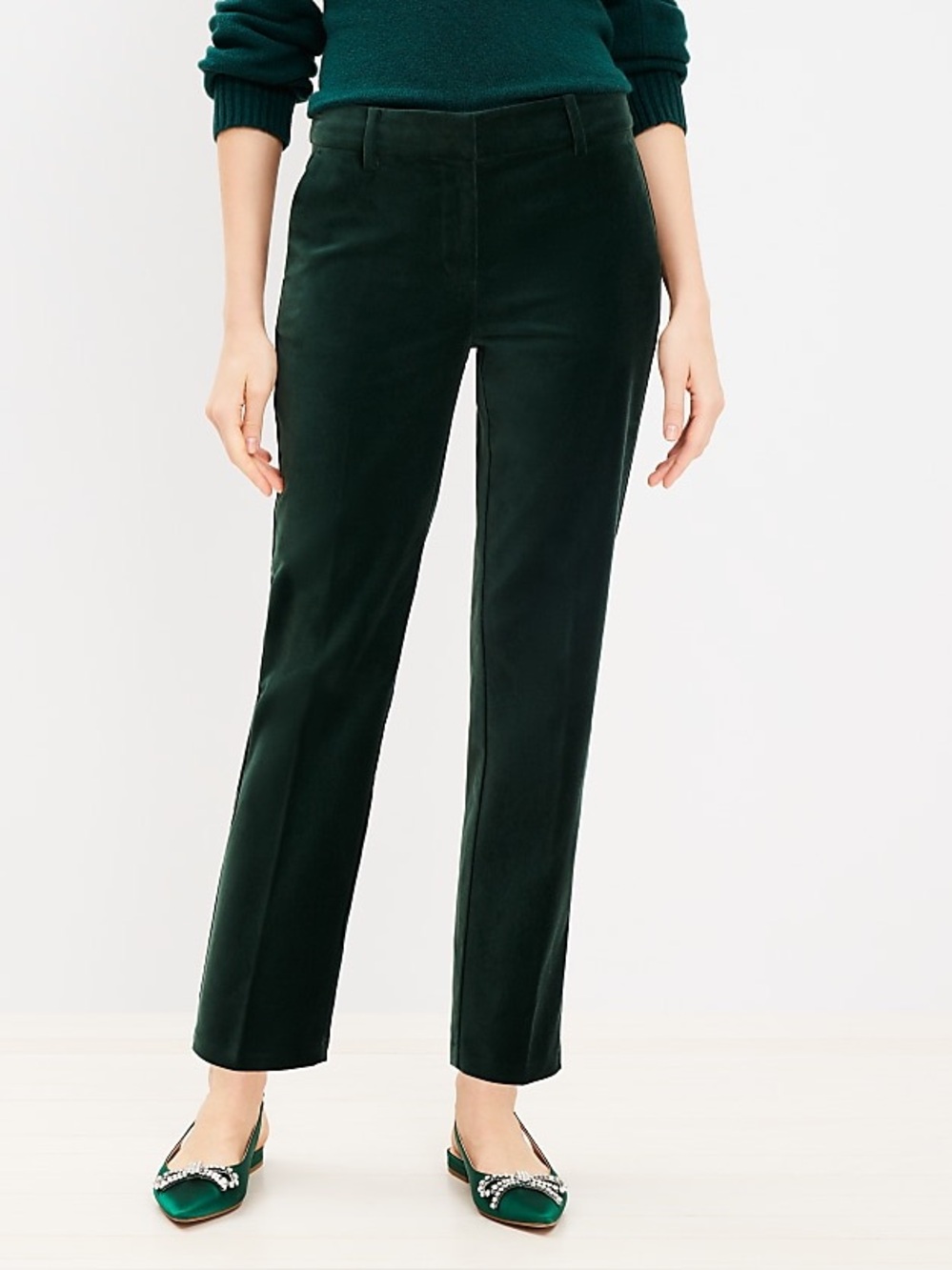 Loft Pants Riviera Slim Velvet Green Women’s size 6 NEW